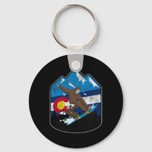Staat van Colorado Vlag Snowboarden Gift Bigfoot B Sleutelhanger