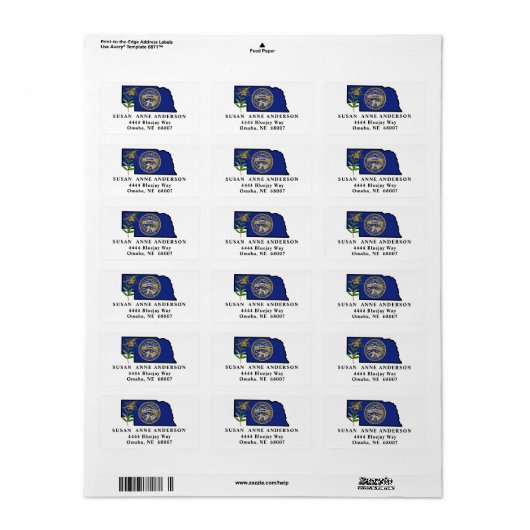 Staat van de vlag van Nebraska met de staat Bloedg Etiket (Full Sheet)