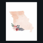 Staat van de Waterverf Missouri Floral Poster<br><div class="desc">Staat van de Waterverf Missouri Floral</div>