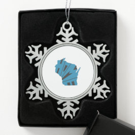 Staat van herkomst Wisconsin Tin Sneeuwvlok Ornament