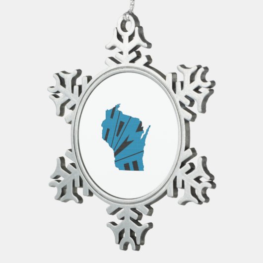 Staat van herkomst Wisconsin Tin Sneeuwvlok Ornament (Rechts)