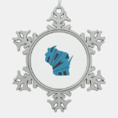 Staat van herkomst Wisconsin Tin Sneeuwvlok Ornament (Voorkant)