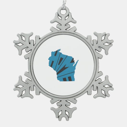 Staat van herkomst Wisconsin Tin Sneeuwvlok Ornament (Voorkant)