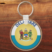 Staat van het Delaware-vlaggenzegel Sleutelhanger (Voorkant)