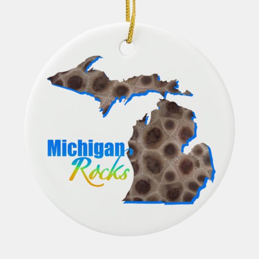 Staat van het Grote Meer | Michigan rocks | Petosk Keramisch Ornament (Voorkant)