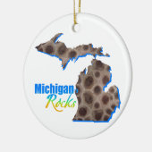 Staat van het Grote Meer | Michigan rocks | Petosk Keramisch Ornament (Links)