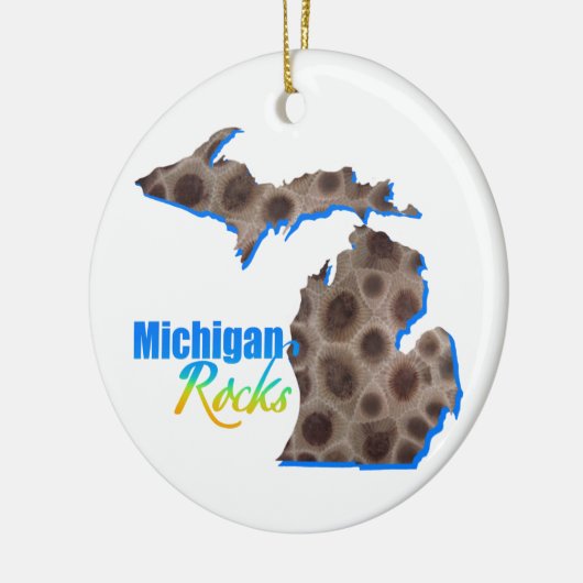 Staat van het Grote Meer | Michigan rocks | Petosk Keramisch Ornament (Links)