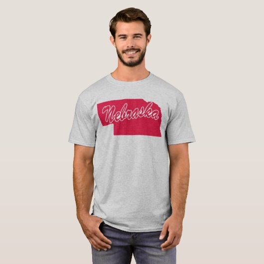 Staat van het T-shirt met de vorm van Nebraska (Voorkant volledig)