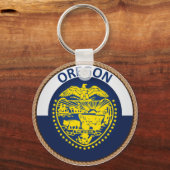 Staat van het vlaggenzegel van Oregon Sleutelhanger (Voorkant)