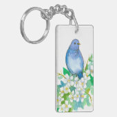 Staat van Idaho Mountain Bluebird Syringa Flower Sleutelhanger (Voorkant Links)