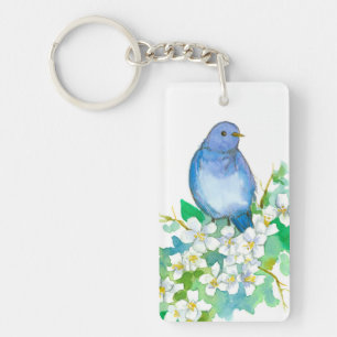 Staat van Idaho Mountain Bluebird Syringa Flower Sleutelhanger