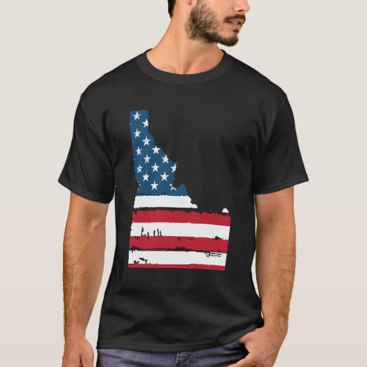 Staat van Idaho Patriottisch VS Vlag voor mannen e T-shirt (Voorkant)