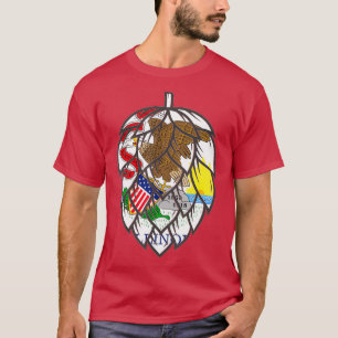 Staat van Illinois Vlag Craft Beer Hop Cone T-shirt