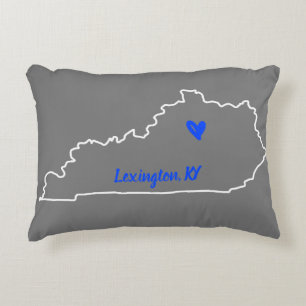 Staat van Kentucky met Blauw Hart Accent Kussen
