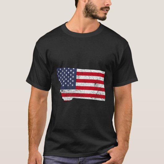 Staat van Montana overzicht met Amerikaanse vlag A T-shirt (Voorkant)