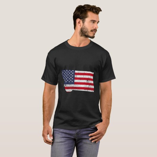 Staat van Montana overzicht met Amerikaanse vlag A T-shirt (Voorkant volledig)