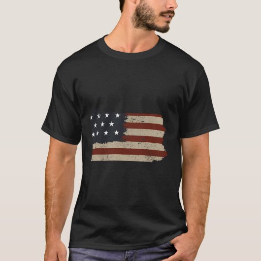 Staat van Pennsylvania Patriottische VS Vlag voor  T-shirt (Voorkant)