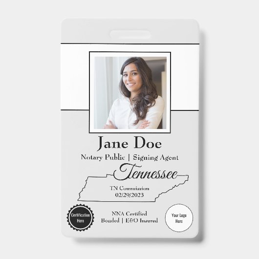 Staat van Tennessee Notaris Public Badge w / QR Co (Voorzijde)