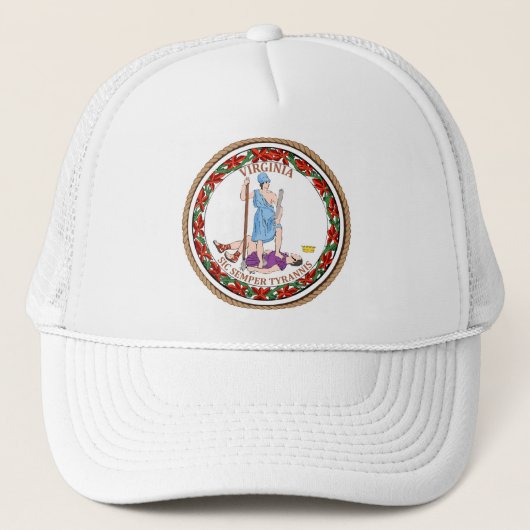Staat Virginia Flag Seal Trucker Hat Pet (Voorkant)