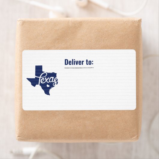 Staat Vlag Blauw Texas Heart Label (Insitu)