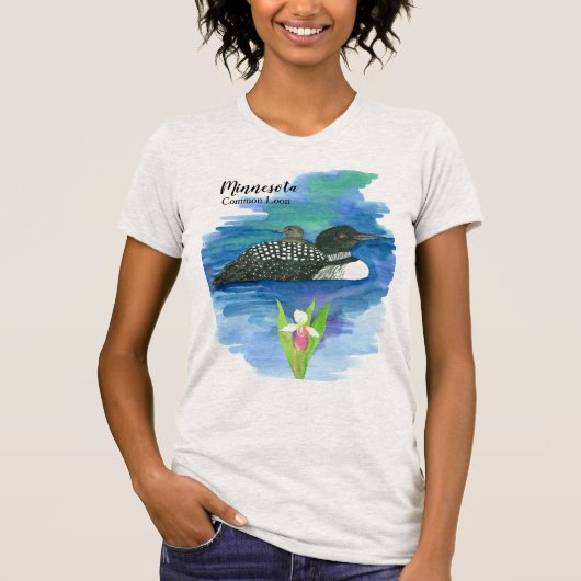Staat vogel van Minnesota Common Loon T-shirt (Voorkant)