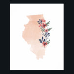Staat Waterverf Illinois Floral Poster<br><div class="desc">Staat Waterverf Illinois Floral</div>