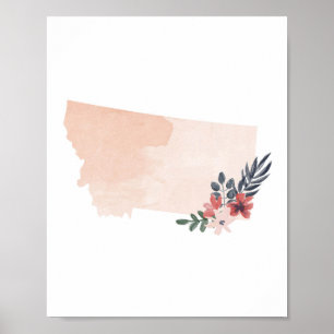 Staat Waterverf Montana Floral Poster