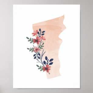 Staat Waterverf Vermont Floral Poster