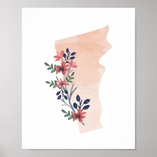 Staat Waterverf Vermont Floral Poster (Voorkant)