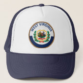Staat West Virginia Flag Seal Trucker Hat Trucker Pet (Voorkant)