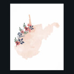 Staat West Virginia Floral Waterverf Poster<br><div class="desc">Staat West Virginia Floral Waterverf</div>