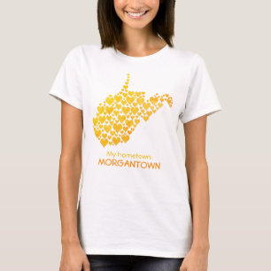 Staat West Virginia Silhouette Harten & Hometown T-shirt