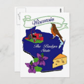 Staat Wisconsin Briefkaart (Voorkant / Achterkant)
