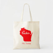 Staat Wisconsin Personalized Teacher Tas (Voorkant)