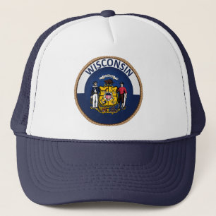 Staat Wisconsin Vlag Seal Trucker Hat Pet