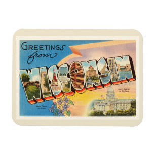 Staat Wisconsin WI Old Vintage Travel Souvenir Magneet