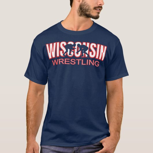 Staat Wisconsin Wrestling Team Coach Wrestler T-shirt (Voorkant)