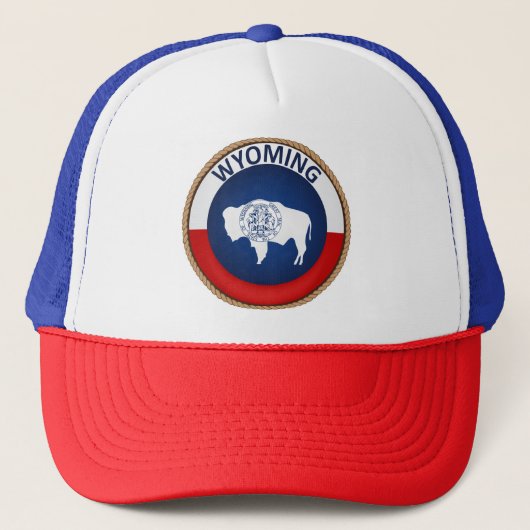 Staat Wyoming Vlag Seal Trucker Hat Trucker Pet (Voorkant)