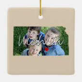 Staatfoto van Kansas Keramisch Ornament (Achterkant)