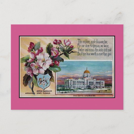  staatsbloem Arkansas, gedicht Briefkaart (Voorkant)