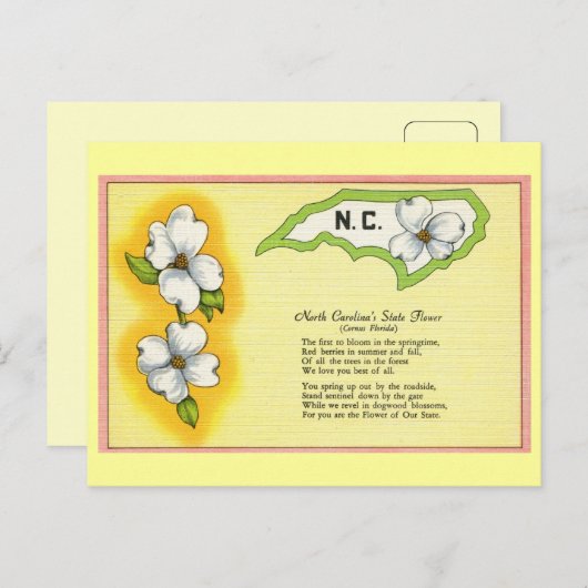  staatsbloem North Carolina, gedicht Briefkaart (Voorkant / Achterkant)