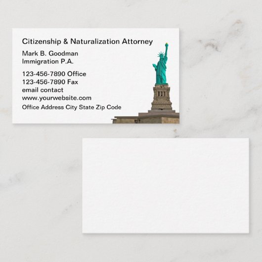 Staatsburgerschap en naturalisatieprocureur visitekaartje (Voorkant / Achterkant)