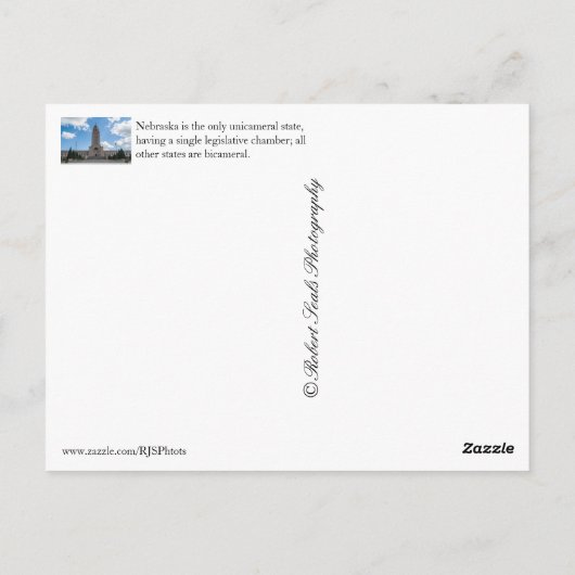Staatscapitol Nebraska Briefkaart (Achterkant)