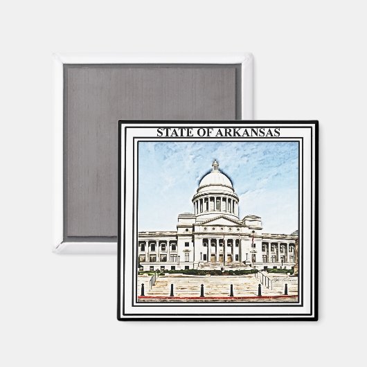 Staatscapitol van Arkansas Magneet (Voorkant / Achterkant)