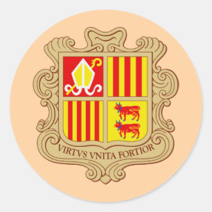 Staatsembleem van Andorra Historische Co-Principaa Ronde Sticker