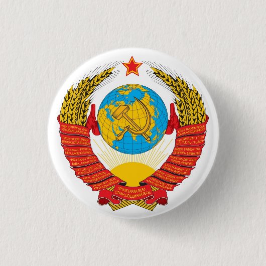 Staatsembleem van de Sovjet-Unie Ronde Button 3,2 Cm (Voorkant)