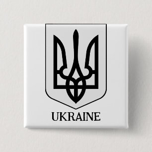 Staatsembleem van Oekraïne Minimalistische Kunst Vierkante Button 5,1 Cm