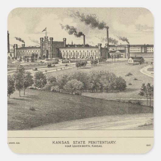 Staatsgevangenis van Kansas Vierkante Sticker (Voorkant)