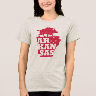 Staatskaart omtrek varken Razorback land Arkansas Tri-Blend Shirt