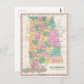  staatskaart van Alabama (1827) Briefkaart (Voorkant / Achterkant)